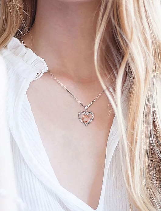 INFUSEU Unique Initial Necklaces for Women Girls Small Heart Letter Jewelry, Meaningful Personalized Gifts