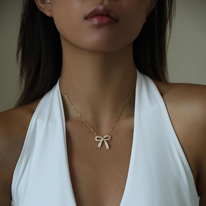 18k Gold Plated Necklace for Women Trendy Dainty Charm Evil eye Italian horn hummingbird starfish seashell bow elephant snake butterfly ladybug PendentMinimalist Delicate Jewelry for Women