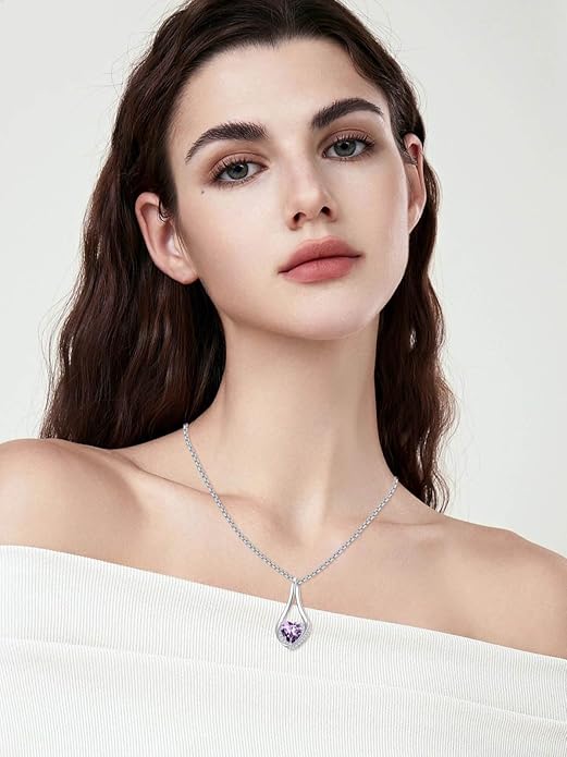 Birthstone Necklaces for Women,18k Yellow/White Gold Plated Forever Love Heart Infinity Pendant Necklace Anniversary Jewelry Christmas Birthday Gifts for Women Her Wife Girlfriend