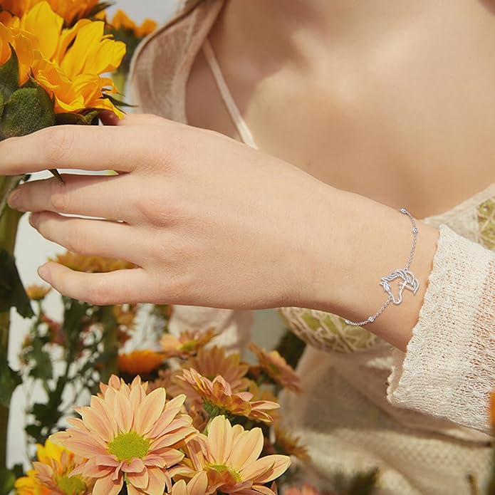 Animal Bracelet for Women 925 Sterling Silver Cat/Dolphin/Turtle/Horse Bracelet Jewelry Gifts