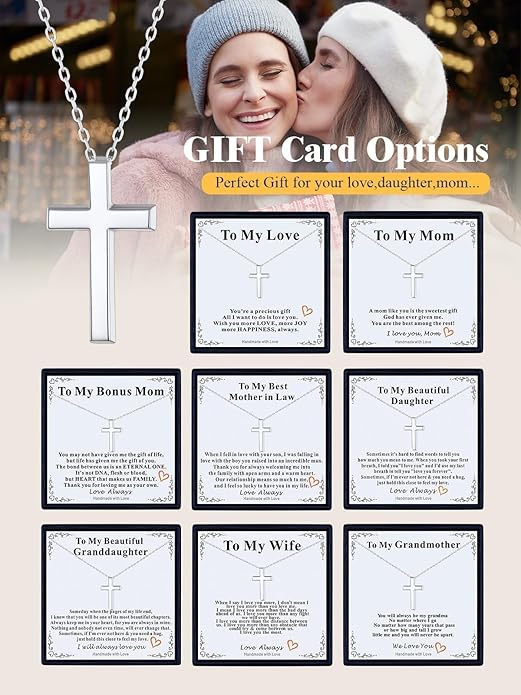 U7 Cross Necklace for Women,Silver/14K Gold Large or Small Cross Necklaces with CZ Diamond,Faith Birthday/Christmas Gift for Her Women Mother Daughter Grandmother