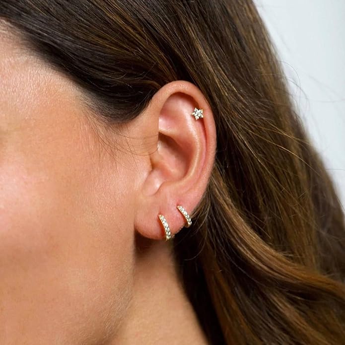 Freekiss 3 Pairs Gold Hoop Earrings Set: Dainty Stud Earrings Trendy Small 14K Gold Plated Hypoallergenic Dangle Cartilage Huggie Hoop Earrings for Women Gold Jewelry for Women Gifts
