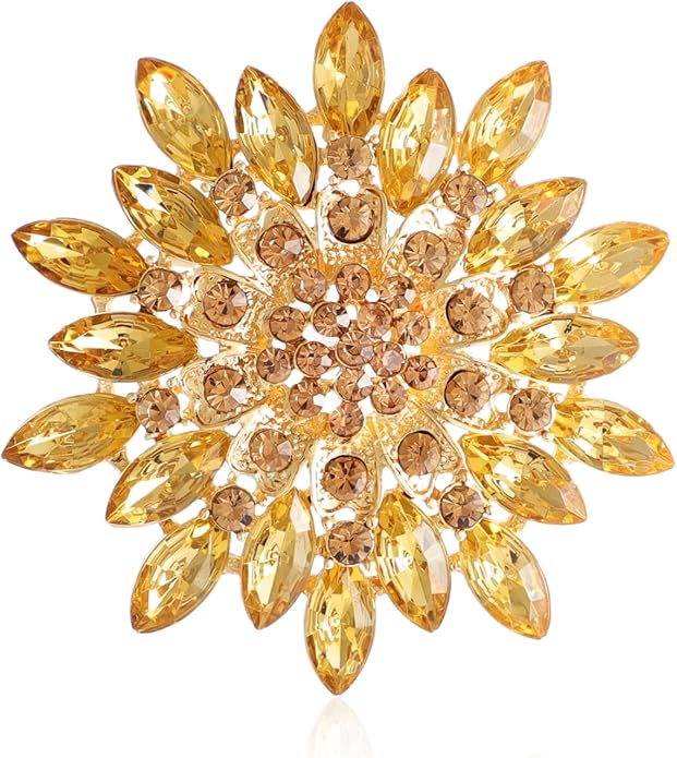 Rhinestone Sunflower Brooch Pin Red Pink Flower Brooch Stylish Crystal Brooch Elegant Clothing Hat Bag Accessories Jewerly for Women