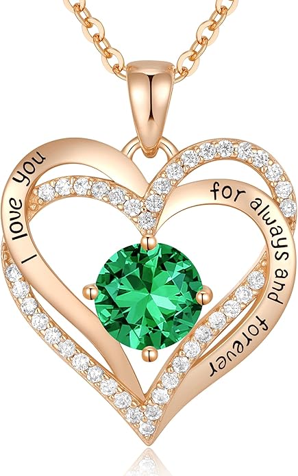 CDE Forever Love Heart Necklaces for Women, Wedding Anniversary, Birthday Mothers Day Gifts for Mom, Mother, Wife, Girlfriend, S925 Silver Jewelry with Birthstone Pendant