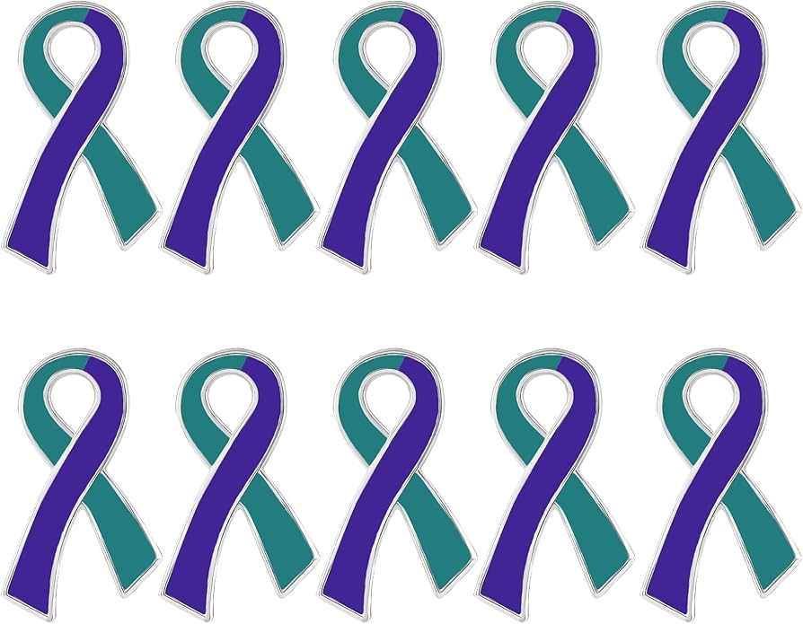 Suicide Awareness and Prevention Pin - Bulk Packs - Variety Pack of Teal & Purple Ribbon Pin Perfect for Support Groups, Gift-Giving and Fundraising