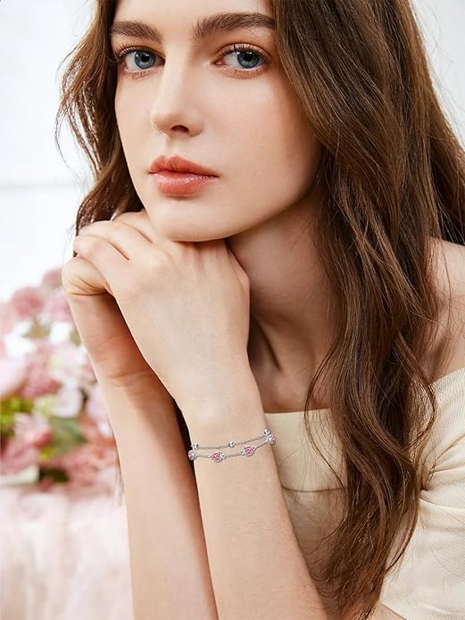 Dorunmo 925 Sterling Silver Birthstone Anklet Bracelets for Women Birthday Mother's Day Jewelry Gifts for Wife Girlfriend Mother Her