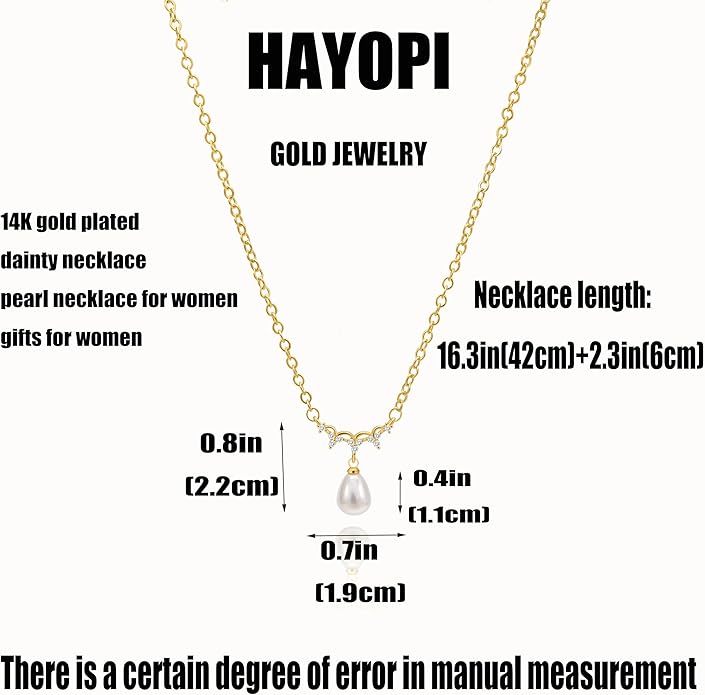 Pearl Necklaces for Women Trendy,14k Gold Plated Pearl Pendant Necklace Dainty Wedding Necklace Small Cute Gold Choker Necklace for Women Non Tarnish Gold Prom Jewelry Fashion Bridesmaids Gifts
