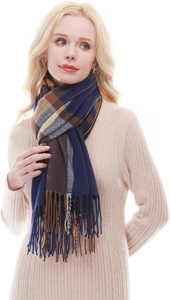 RIIQIICHY Plaid Scarf for Women Fall Winter Pashmina Scarves Wraps for Cold Weather Warm Large