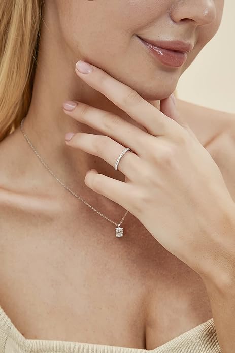 EAMTI 2mm Wedding Band Cubic Zirconia Half Eternity Stackable Brass Engagement Ring Size 3-13