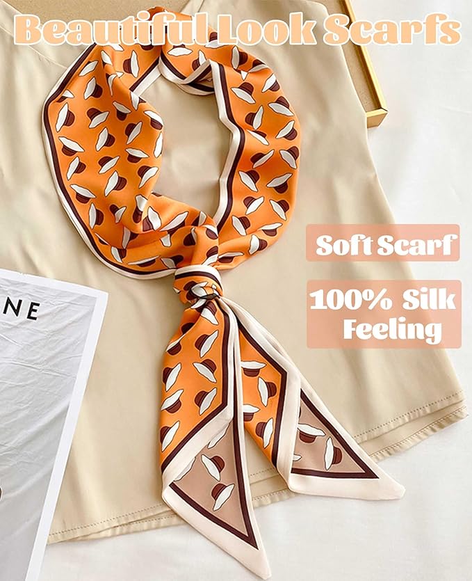 kcctoo 59" Mulberry Silk Like Head Scarf Women's Fashion Square Neck Satin Scarfs for Bag Hair Scarves Gift 59 * 5.9”