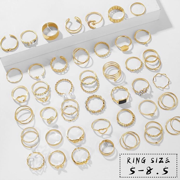 IFKM Gold Knuckle Rings Set For Women Vintage Stackable Joint Finger Midi Rings Dainty Cubic Zirconia Crystal Simple Twist Hollow Cute Rings Pack Jewelry Gift