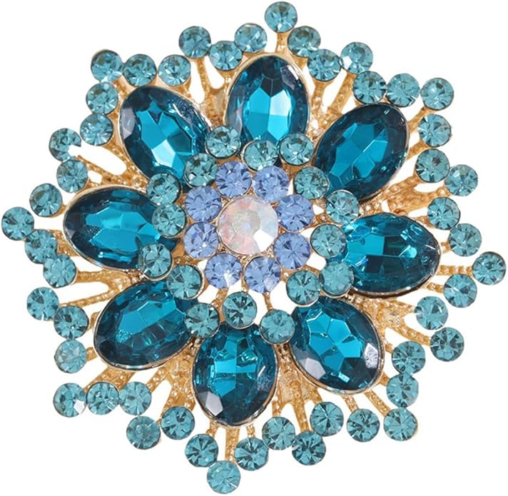 Premium Rhinestone Flower Brooch Pin for Women Sparkling Crystal Flower Corsage Bouquet Brooch Floral Lapel Pins Fashion Snowflake Sunflower Broochs Wedding Bride Dress Jewelry
