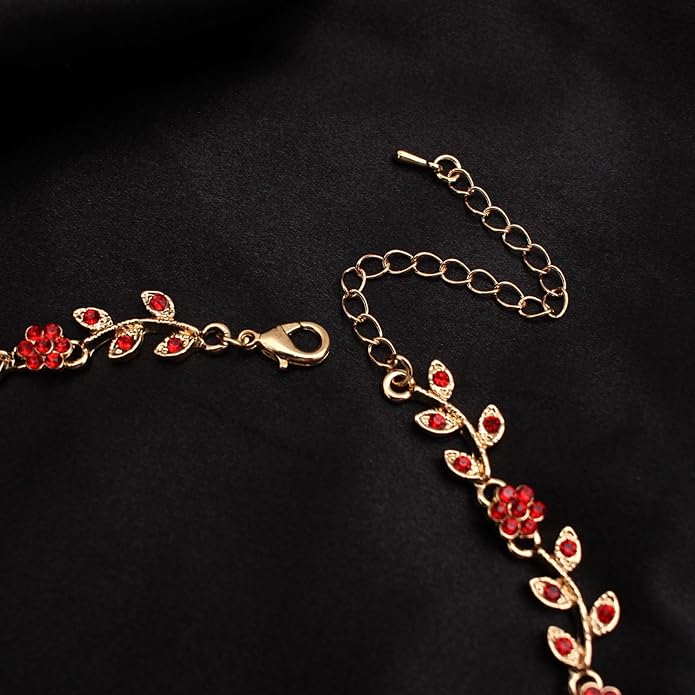 Austrian Crystal Rhinestone Choker Necklace Dangle Earring Link Bracelet Jewelry Set for Brides Bridesmaid Prom Costume Accessories for Women