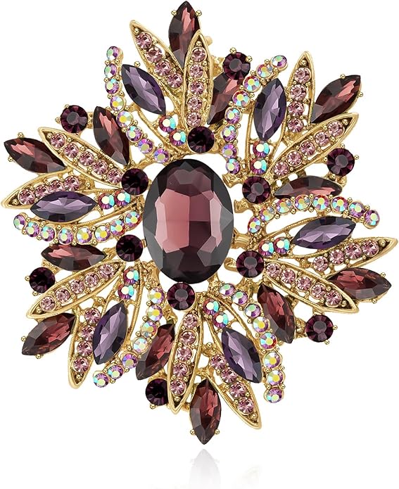 YOQUCOL Sunflower Shape Crystal Big Large Heavy Brooch Pin Rhinestone Scarf Decoration Corsage Cloth Pin for Women Girls