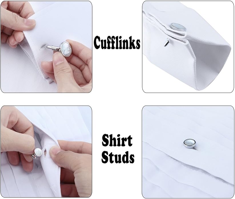 HAWSON Fashion Mother-of-Pearl Tuxedo Shirt Button and Cufflink Set, Specially Designed for Wedding Business