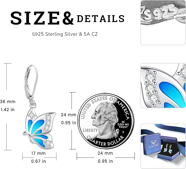 Sterling Silver Tree of Life/Flower/Bee/Animals/Cat/Hummingbird Dangle Earrings Moonstone Turquoise Drop Leverback Earrings Jewelry Gifts