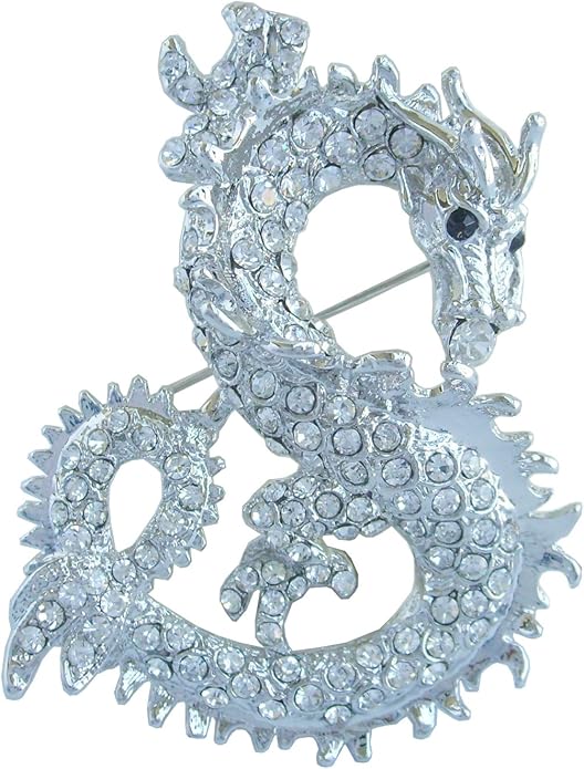 Art Style 2.36" Dragon Brooch Pin Pendant Austrian Crystal BZ2980