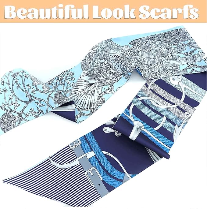 kcctoo 59" Mulberry Silk Like Head Scarf Women's Fashion Square Neck Satin Scarfs for Bag Hair Scarves Gift 59 * 5.9”