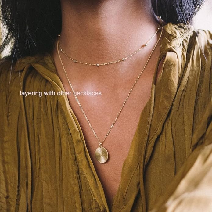 Freekiss Herringbone Necklace for Women,Dainty Gold Necklace,14k Gold Plated Snake,Gold Chain Choker Necklaces,Simple Gold Layered Necklaces,Gold Jewelry Gift for Women