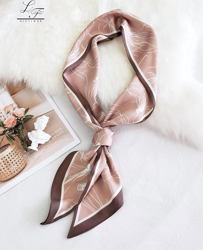 Hioyiwse Head Scarf Hair Neck Scarves For Women Purse Bag Scarfs For Handbags Silky Long Thin Satin Headscarf Fashion