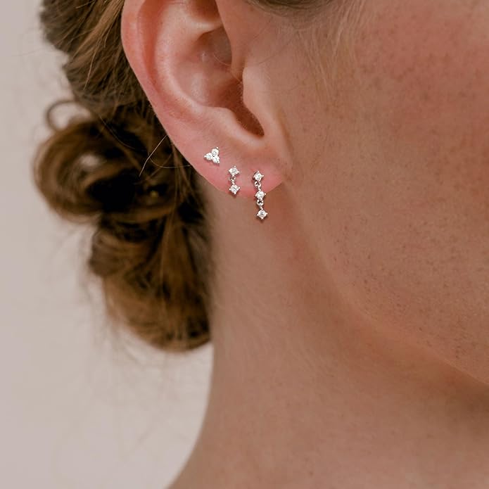 Gold Plated Earrings for Women, 14k Gold Plated Earring Stack Hypoallergenic Pearl Drop Earring Dainty Earrings for Women Trendy Cute Small Huggie Hoop Earring Fashion Womens Jewelry