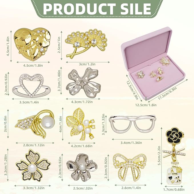 11 - PCS Women's Elegant Retro Brooch: Gold and Silver Bow Pearl Rhinestone Brooch for Girlfriend Wife Gift Birthday Thanksgiving Mother's Day for Dress Jacket Backpack and Hat