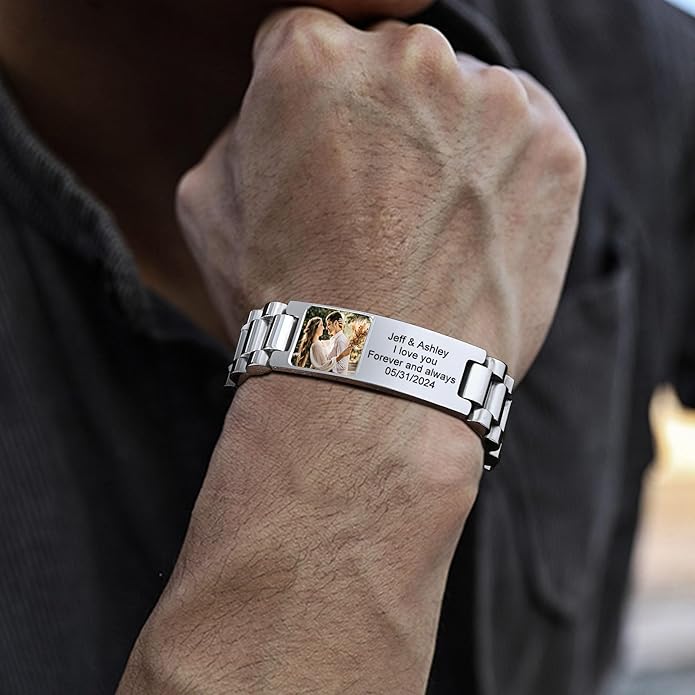 VNOX Masculine Watch Band Stainless Steel Link Bracelet Personalized Jewelry Gift for Men DAD Father Husband Boyfriend
