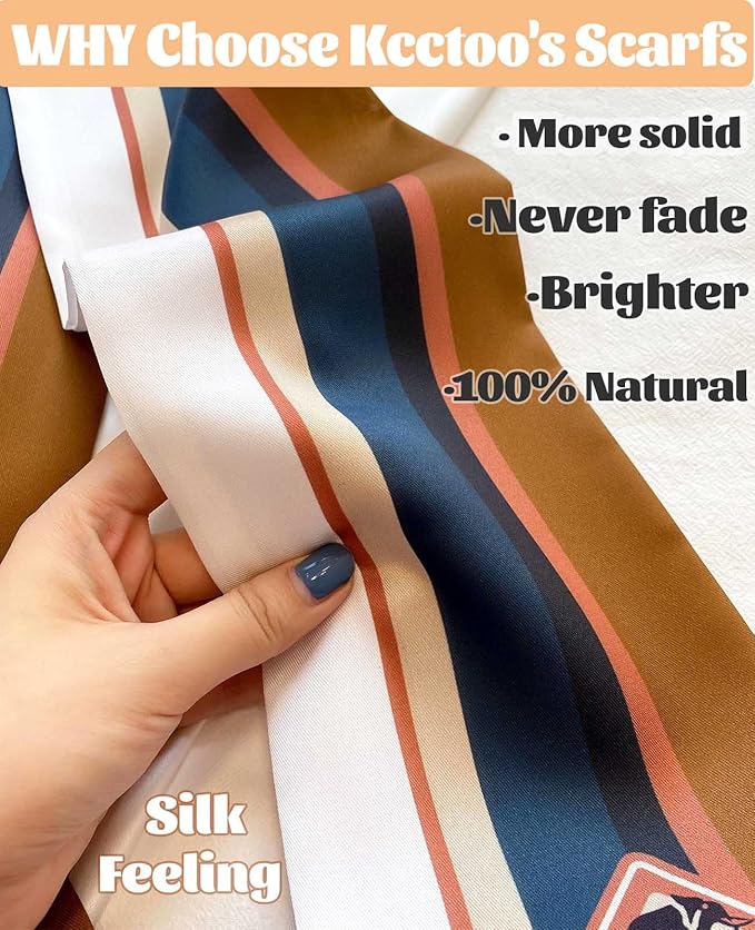kcctoo 59" Mulberry Silk Like Head Scarf Women's Fashion Square Neck Satin Scarfs for Bag Hair Scarves Gift 59 * 5.9”
