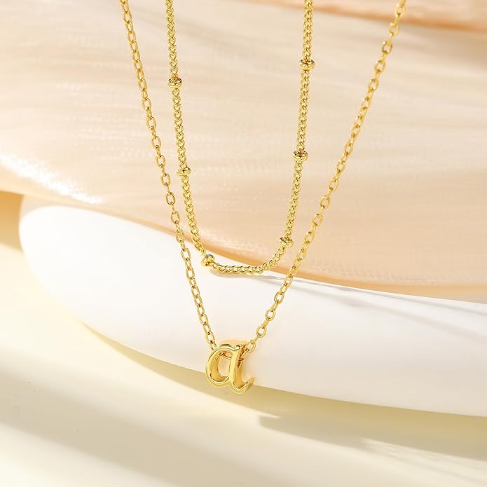 Yoosteel Layered Initial Necklaces for Women Teen Girls Trendy - Dainty Gold/Silver Letter A-Z Stack Initial Necklace Birthday Personalized Gifts for Women Jewelry