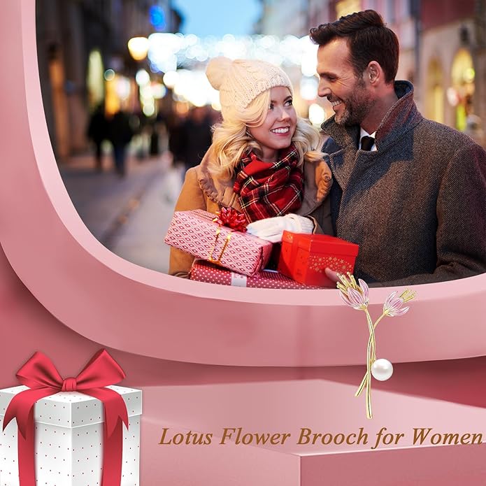 Flower Brooch for Women Girls Flower Rhinestone Brooch Gold Plated Lapel Pin Clothing Accessory Wedding Gift Fashion Jewelry for Mom Wife