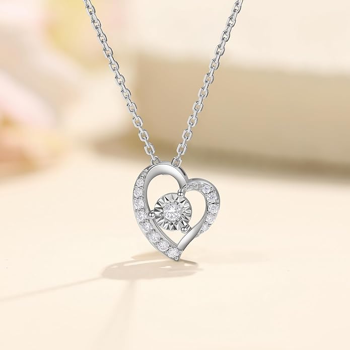 Sterling Silver Lab Grown Diamond Halo Pendant Necklace, Chain Included,ideal gift for anniversaries, birthdays, or any milestone celebration