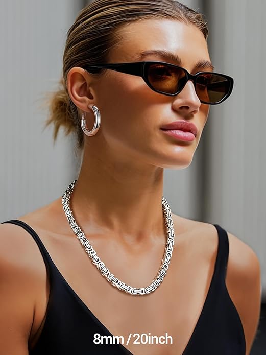PROSTEEL 4MM/6MM/8MM Stainless Steel Necklace for Men Women, Stylish and Cool, Byzantine Chain Black Gold Silver Tone, 18-30 Inches, Come Gift Box