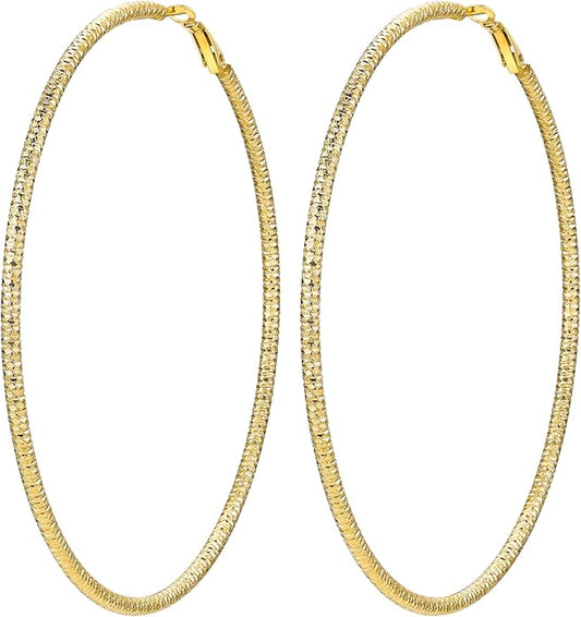 PROSTEEL 30/40/60/80/100mm Chunky Hoop Earrings For Women Gold Plated/Black Stainless Steel Hoops Earrings Statement Jewelry