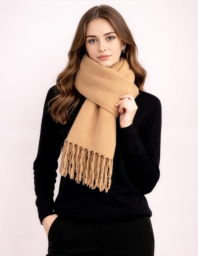 Achillea Warm Cashmere-Feel Winter Scarf – Thick Pashmina Shawl Wrap for Cold Weather