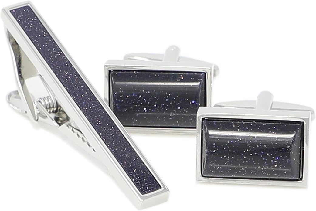 MENDEPOT Cufflinks And Tie Clip Set Men Wedding Accessory Gift Father's Day Birthday Cuff Links Tie Bar