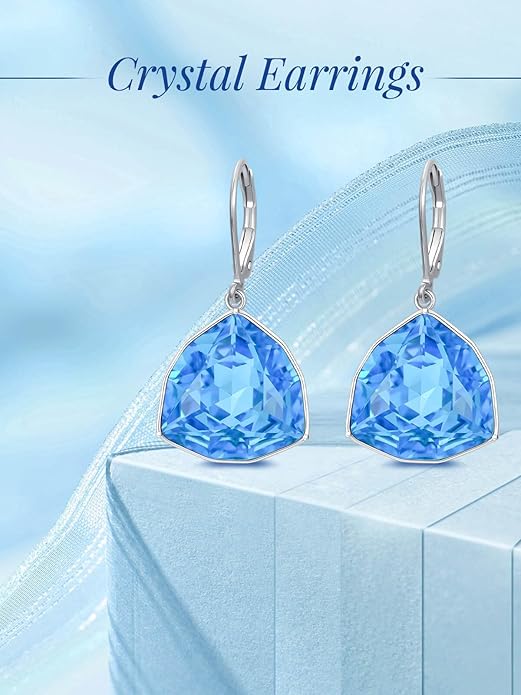 TOUPOP Leverback Earrings for Women Sterling Silver Simple Geometric Birthstone Dangle Drop Earrings Jewelry Christmas Valentine Mothers Day Birthday Gifts for Women Her Wife