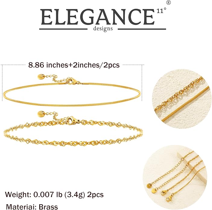 Gold Plated Ankle Bracelets For Women Waterproof,18k Gold Plated Anklets Layered Thin Snake Chain Herringbone Anklets Non Tarnish Stainless Steel Dainty Summer Jewelry Set Gift For Women