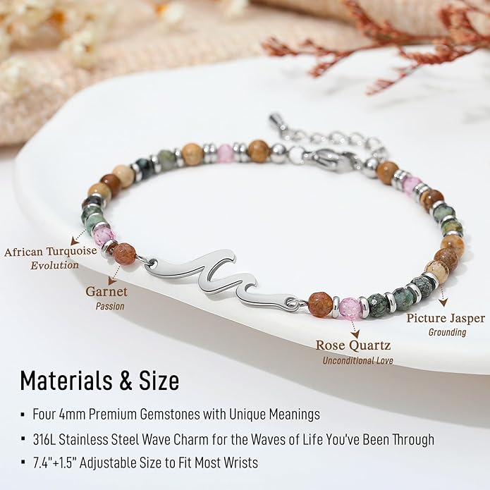 TONY & SANDY Friend Gifts for Women, Stocking Stuffers for Women, Sister Gifts from Sister, Wave Bracelet, Birthday Gifts for Woman, Bestie Friendship Bracelets, Unique Gifts for Her