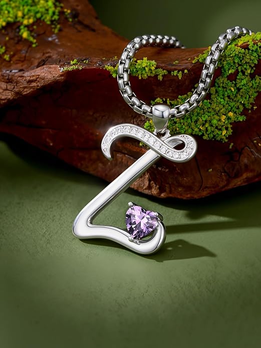 Christmas Gifts for Women Alphabet A to Z Initial Birthstone Pendant Necklaces for Women - 18k White Gold Plated Personalized Name Jewelry Valentine Mothers Day Birthday Gifts for Women Her Girlfriend