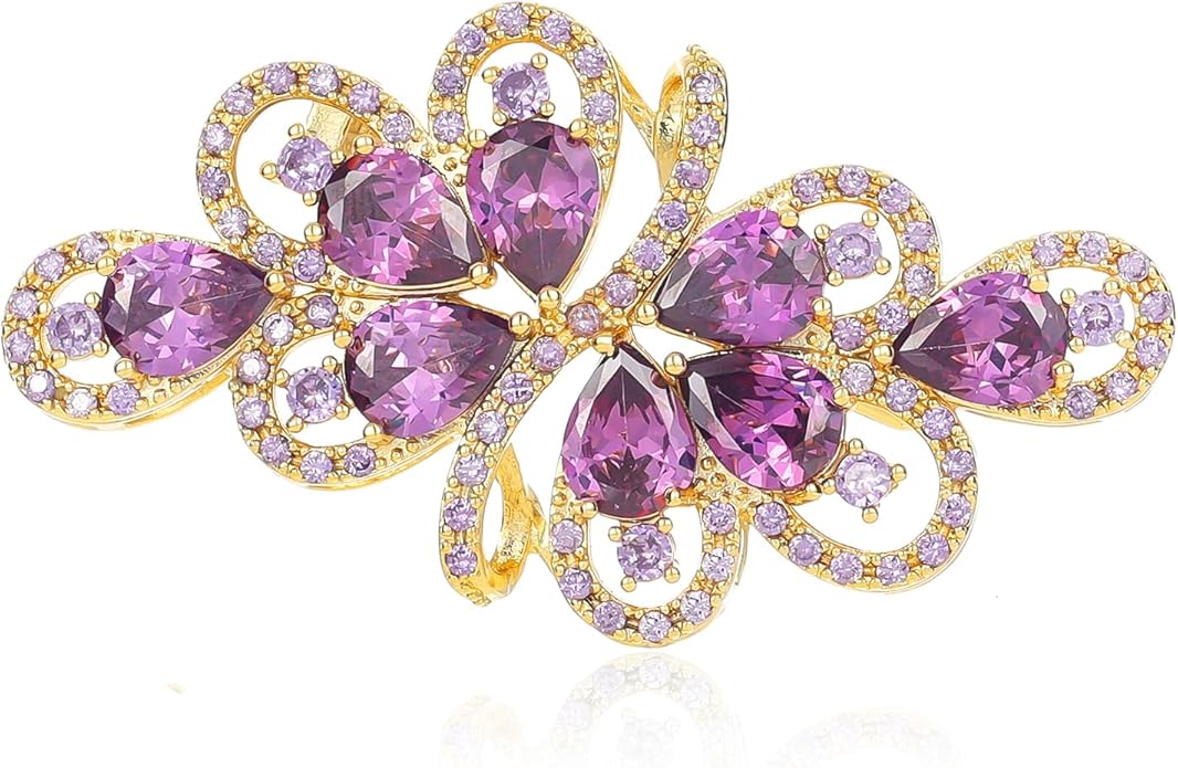 YOQUCOL Cubic Zirconia Crystal Rhinestone Wedding Brooch Pin for Women Brides Jewelry