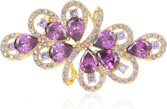 YOQUCOL Cubic Zirconia Crystal Rhinestone Wedding Brooch Pin for Women Brides Jewelry