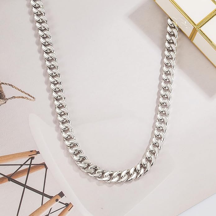 Dankadi Fashion 925 Sterling Silver Solid Miami Cuban Link Chain Necklace 8MM & 12MM- Curb Cuban Thick Big Link Choker For Men 20 "22" 24 "26" 28" Fine Jewelry