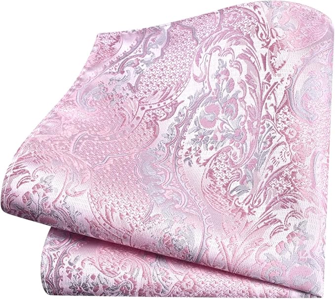 GUSLESON 8cm Paisley Tie Set for Men Necktie Lapel Pin Pocket Square Cufflinks Set for Men