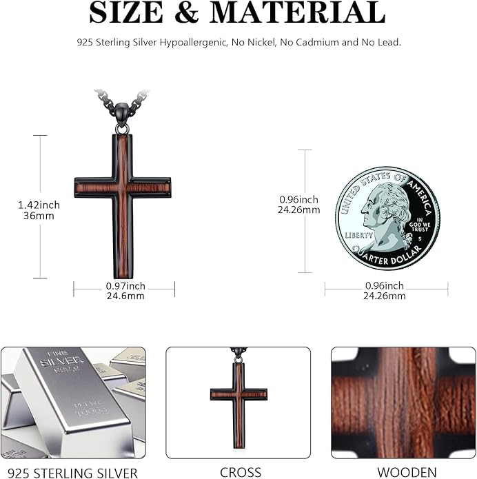 KoyeKei Cross Necklace for Men 925 Sterling Silver Celtic Cross Pendant Christian Jewelry Religious Christmas Gifts for Women