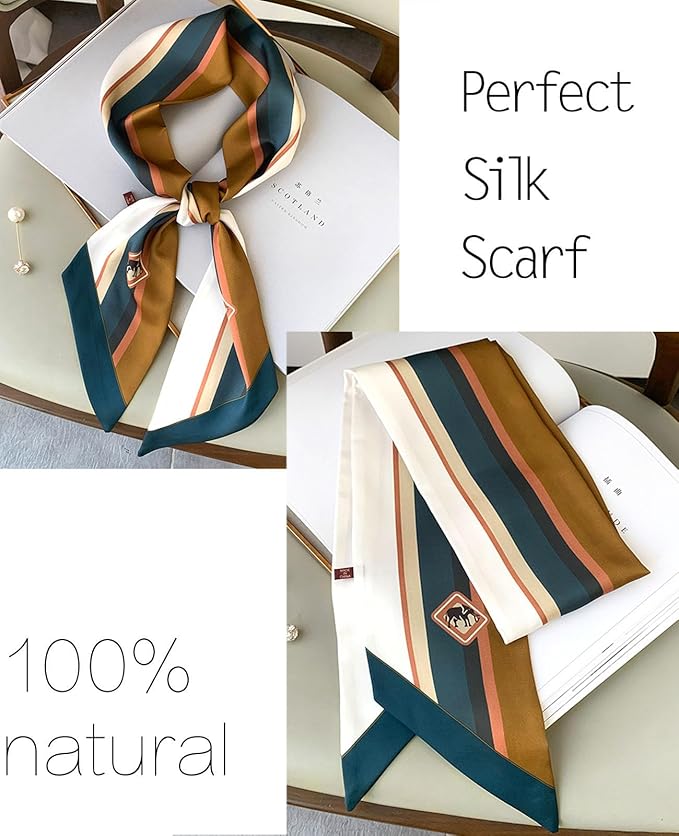 kcctoo 59" Mulberry Silk Like Head Scarf Women's Fashion Square Neck Satin Scarfs for Bag Hair Scarves Gift 59 * 5.9”