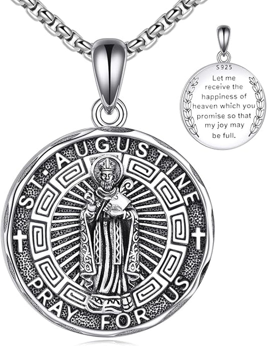 YFN Patron Saint Necklace Sterling Silver Amulet Medal Pendant Religious Protector Jewelry Gifts for Women Men