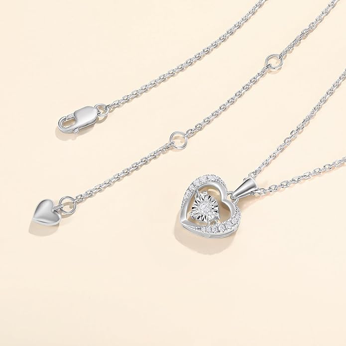Sterling Silver Lab Grown Diamond Halo Pendant Necklace, Chain Included,ideal gift for anniversaries, birthdays, or any milestone celebration