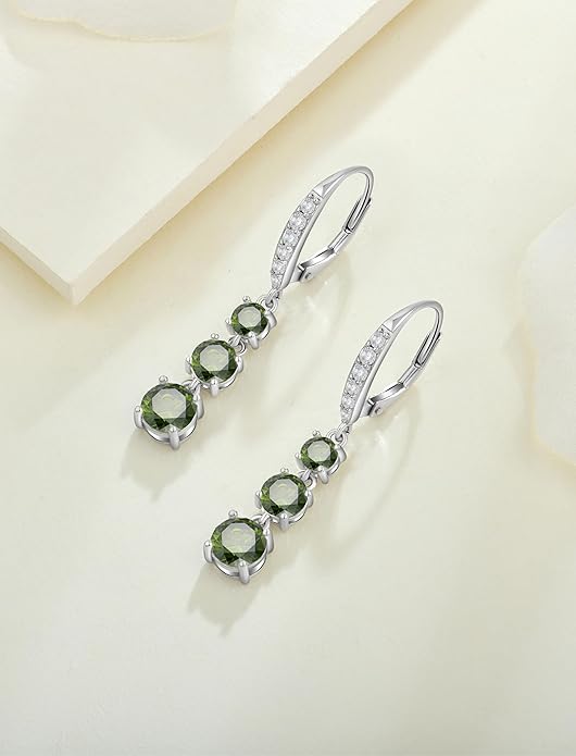 Starchenie Dangle Drop Earrings for Women 925 Sterling Silver Leverback Earrings Birthstone Jewelry