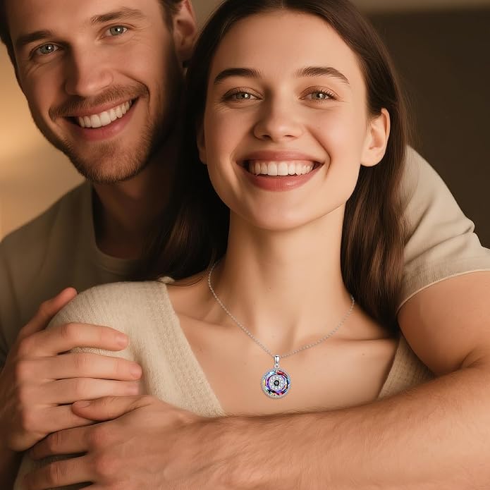 YFN Evil Eye Pendant Necklace for Women 925 Sterling Silver Greek Protection Jewelry with Blue Sapphire and Black Cz Amulet Gift