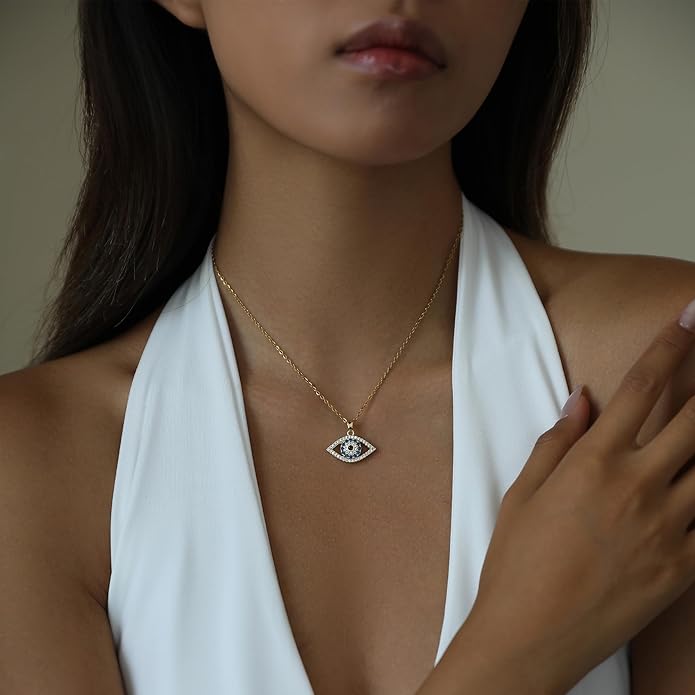 18k Gold Plated Necklace for Women Trendy Dainty Charm Evil eye Italian horn hummingbird starfish seashell bow elephant snake butterfly ladybug PendentMinimalist Delicate Jewelry for Women